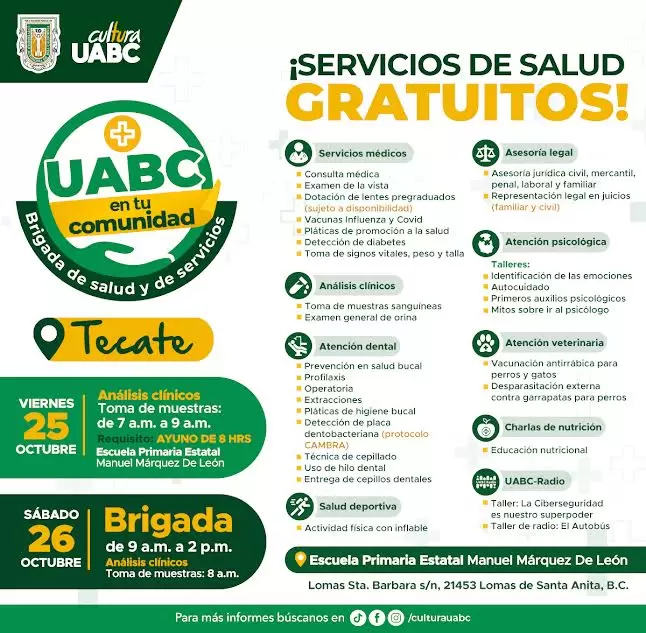 La UABC ofrecer brigada de salud y servicios en Tecate