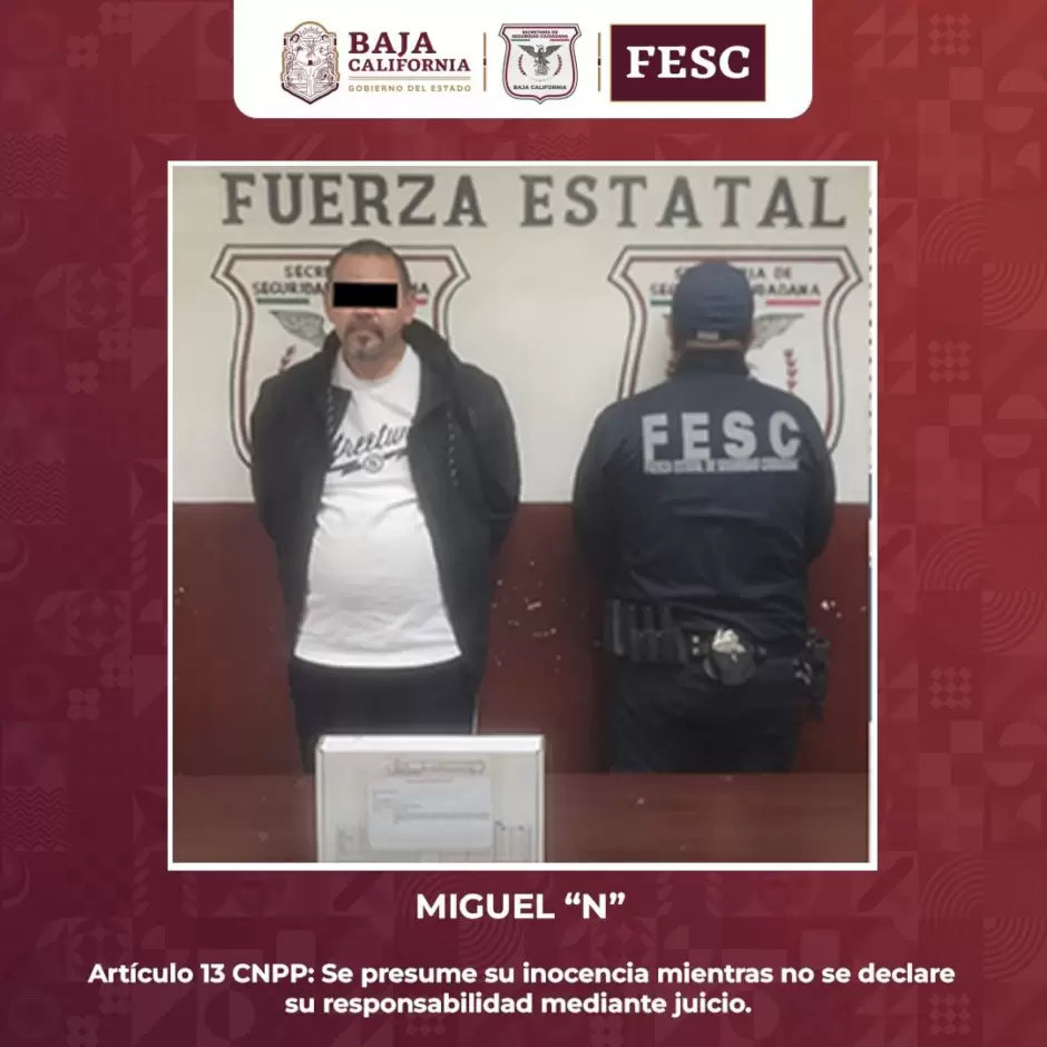 Sorprende FESC a hombre en poder de un arma de fuego en Mexicali