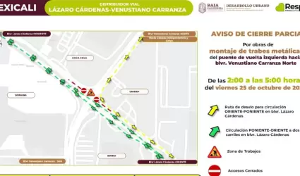 Anuncia Sidurt cierre parcial en bulevar Lzaro Crdenas por obras de distribuid