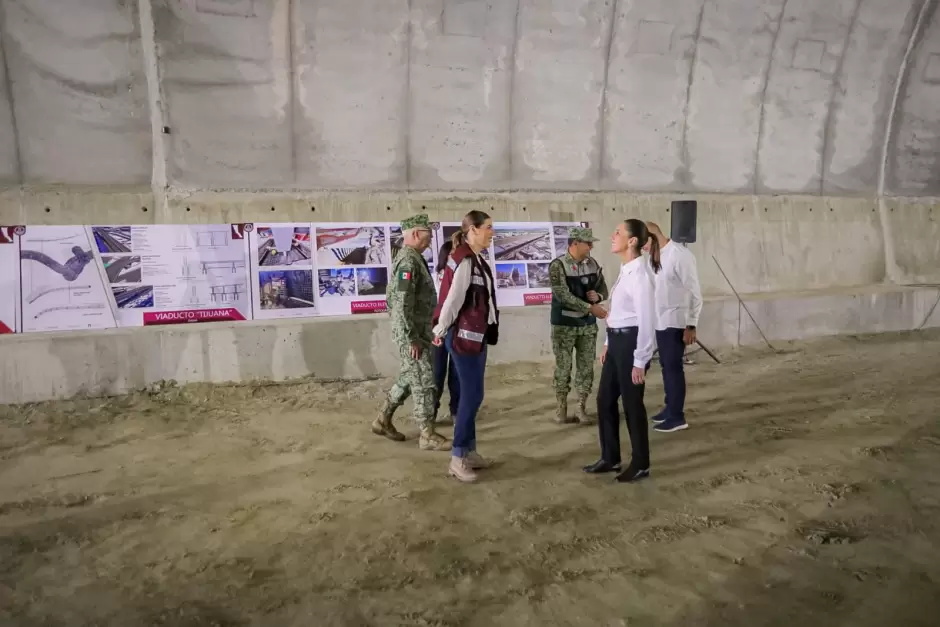 Sheinbaum supervisa avances del Viaducto Elevado de Tijuana