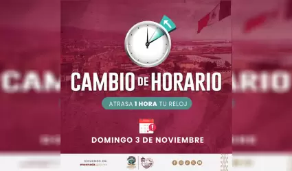 Domingo 3 de noviembre se debe retrasar 1 hora el reloj: