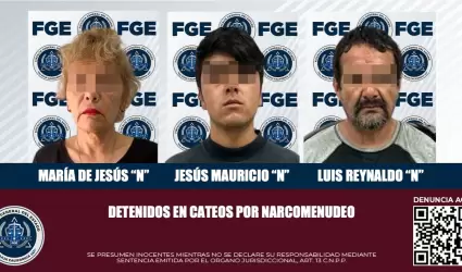 3 personas durante cateos por narcomenudeo