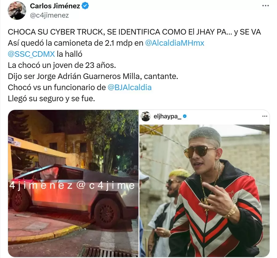 El Jhay Pa choca su Cybertruck en vivienda de la CDMX