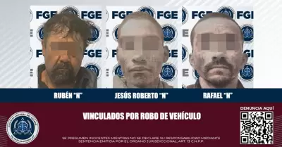 FGE obtiene vinculacin a proceso para tres hombres por el delito de robo de veh