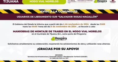 Contina SIDURT montaje de trabes en Nodo Morelos este lunes