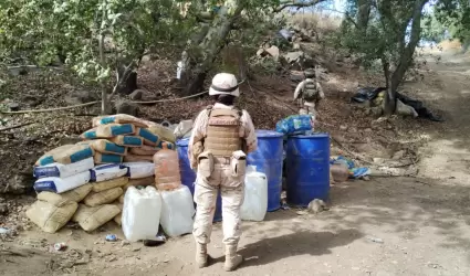 Ejrcito Mexicano asegura laboratorio clandestino en Ensenada