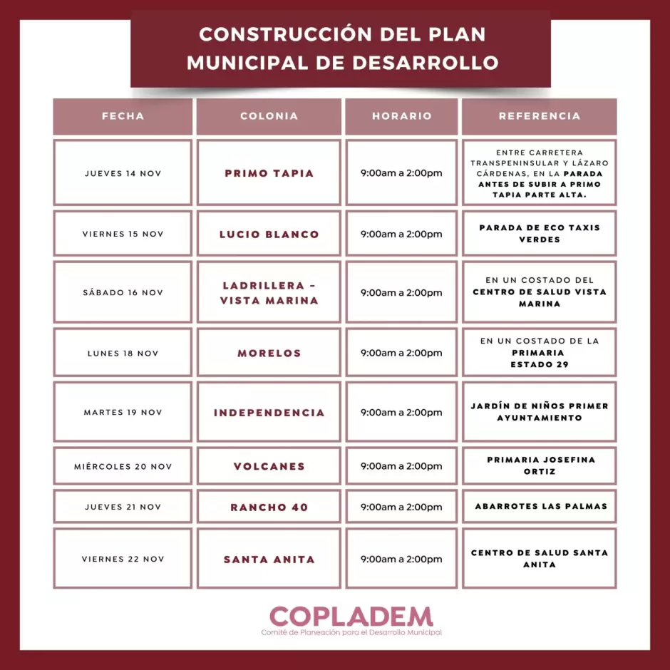 Gobierno de Roco Adame te invita a participar en la construccin del Plan Municipal de Desarrollo