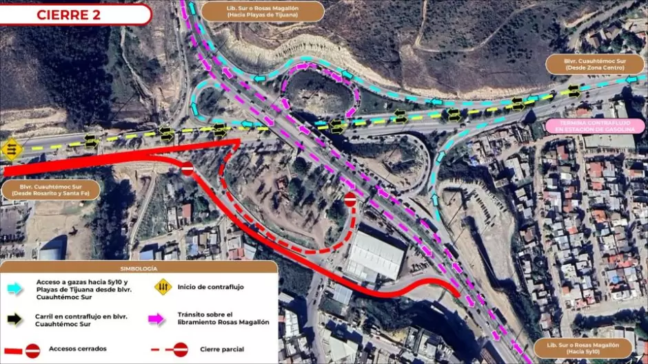 Anuncia SIDURT cierres parciales en Nodo Morelos este sbado en Tijuana