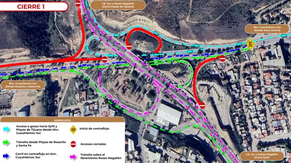 Anuncia SIDURT cierres parciales en Nodo Morelos este sbado en Tijuana