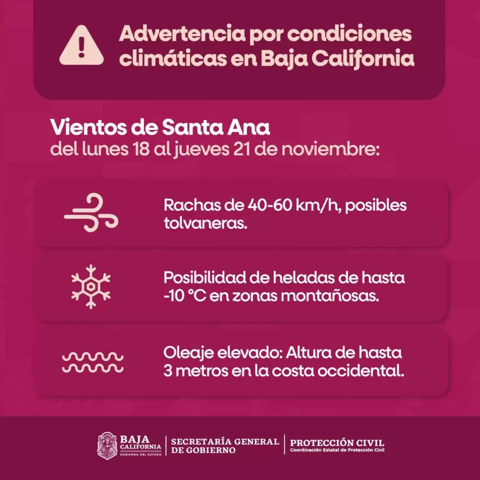 Advertencia por condiciones climticas