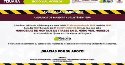 Anuncia SIDURT cierre en bulevard Cuauhtmoc Sur por montaje de trajes en Nodo M