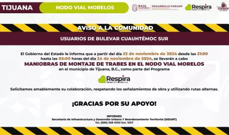 Anuncia SIDURT cierre en bulevard Cuauhtmoc Sur por montaje de trajes en Nodo M