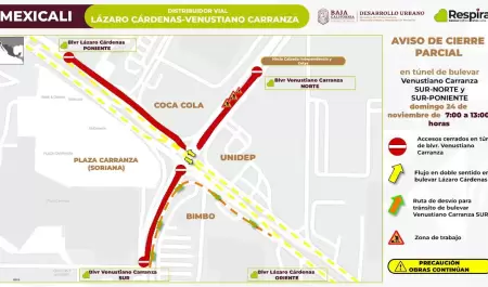 Anuncia SIDURT cierre parcial de tnel en bulevar Venustiano Carranza