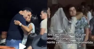 Mujer besa a otros hombres en su despedida de soltera