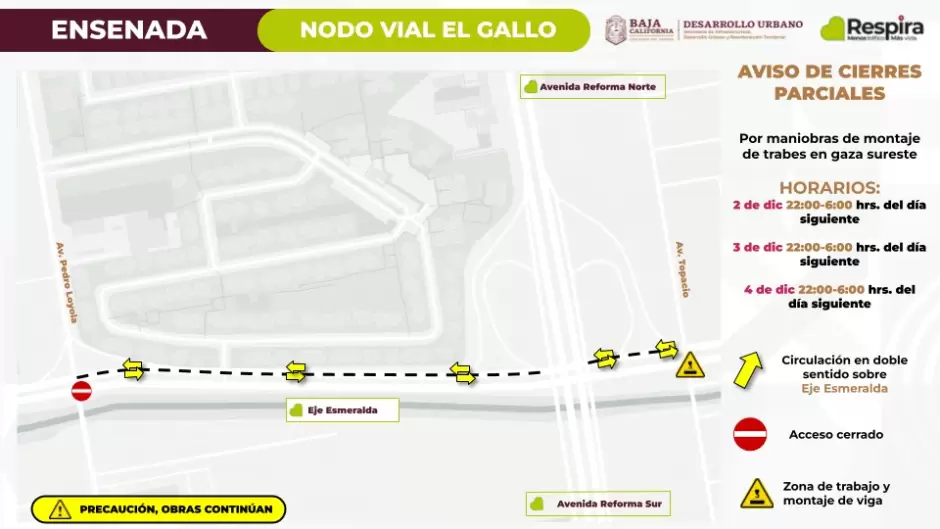 Anuncia SIDURT montaje de trabes en gaza sureste de nodo vial El Gallo