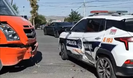 Choque entre camin y patrulla policiaca