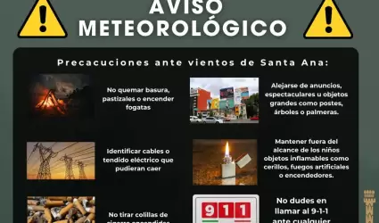 Alertan por condicin Santa Ana para este martes