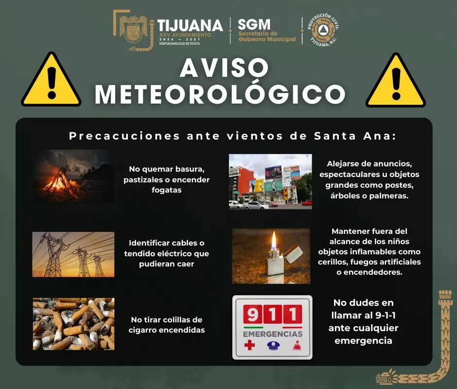 Alertan por condicin Santa Ana para este martes