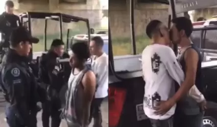 Polic�as humillan a detenidos