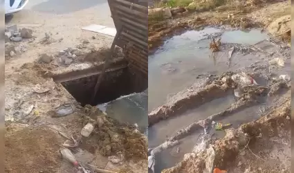 Persistente fuga de aguas negras en el Fraccionamiento Puerta Plata