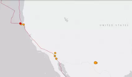Actividad s�smica moderada en California y Baja California durante las �ltimas 2