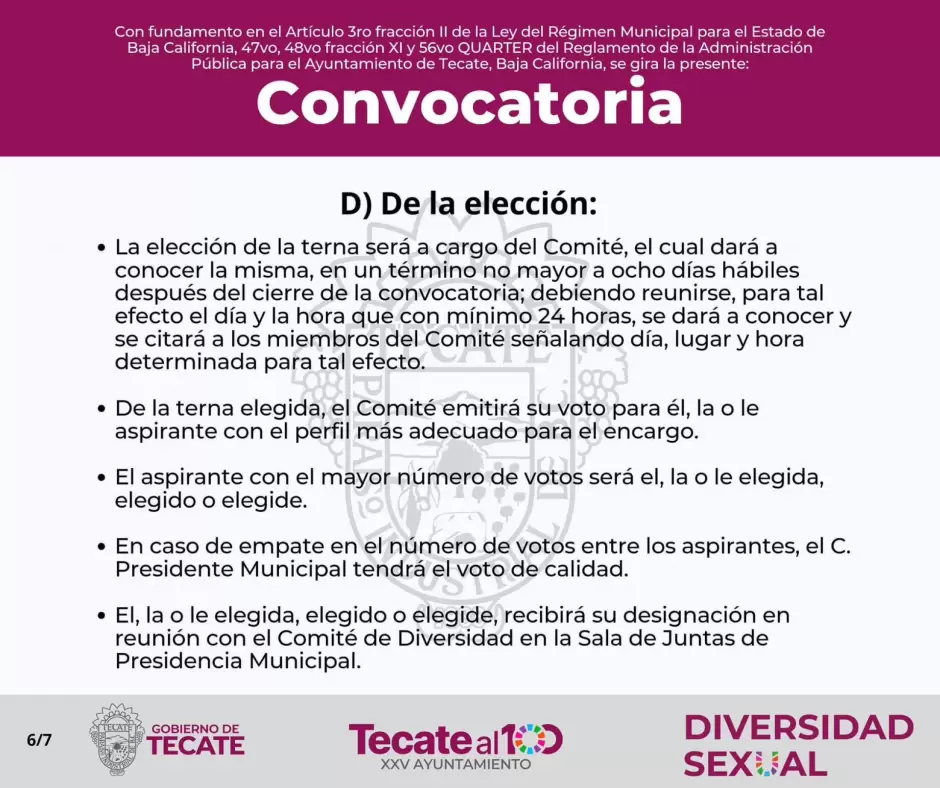 Convocan a participar para la eleccin de la encargada, encargado o encargade del Departamento de Diversidad Sexual