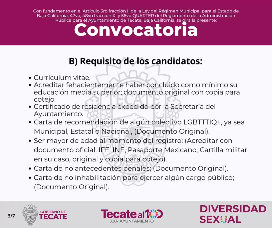 Convocan a participar para la eleccin de la encargada, encargado o encargade del Departamento de Diversidad Sexual