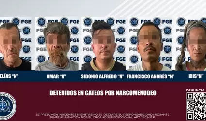 Detenidos en cateos por narcomenudeo