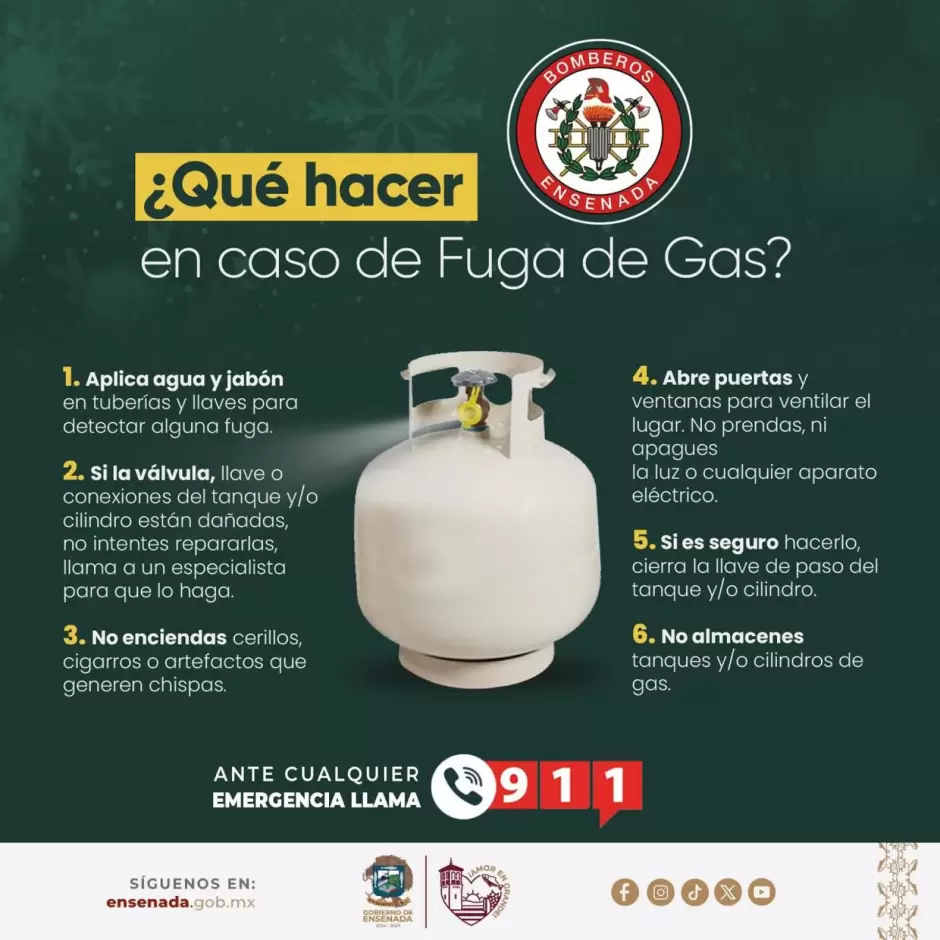 Emite Direccin de Bomberos recomendaciones para detectar fugas de gas