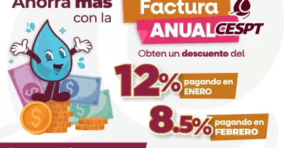 Invita Cespt al pago de la factura anual 2025 en enero y febrero