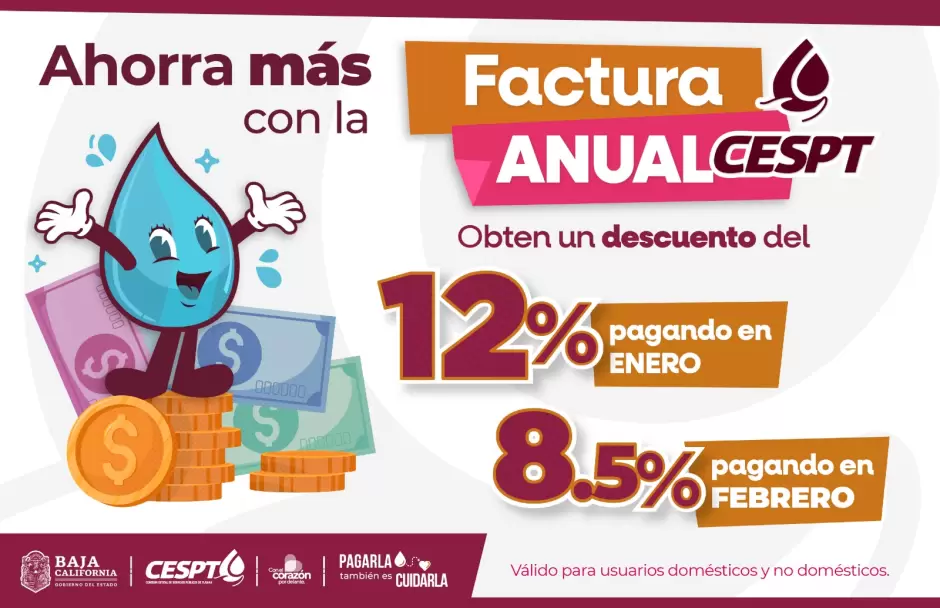 Invita Cespt al pago de la factura anual 2025 en enero y febrero