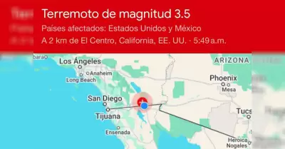 Se registra sismo de 3.5 en El Centro California; se siente en Mexicali