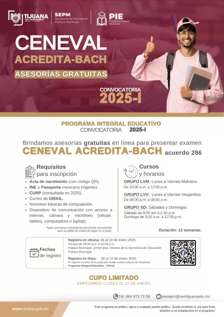 Inscripciones para asesoras gratuitas del examen Acredita-Bach