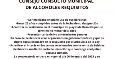 Convocatoria para integrar el Consejo Consultivo de Alcoholes