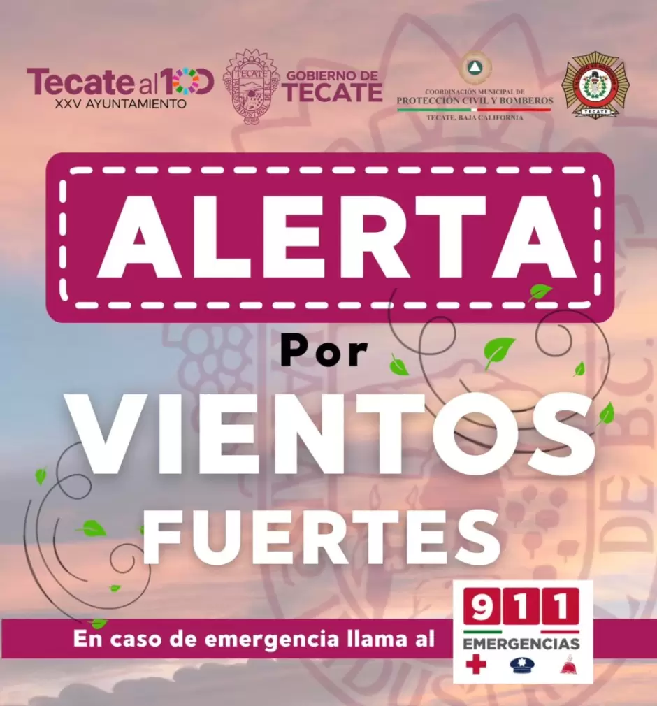 Alerta por vientos