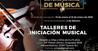 Inscripciones para talleres de iniciacin musical a poblacin infantil y juvenil