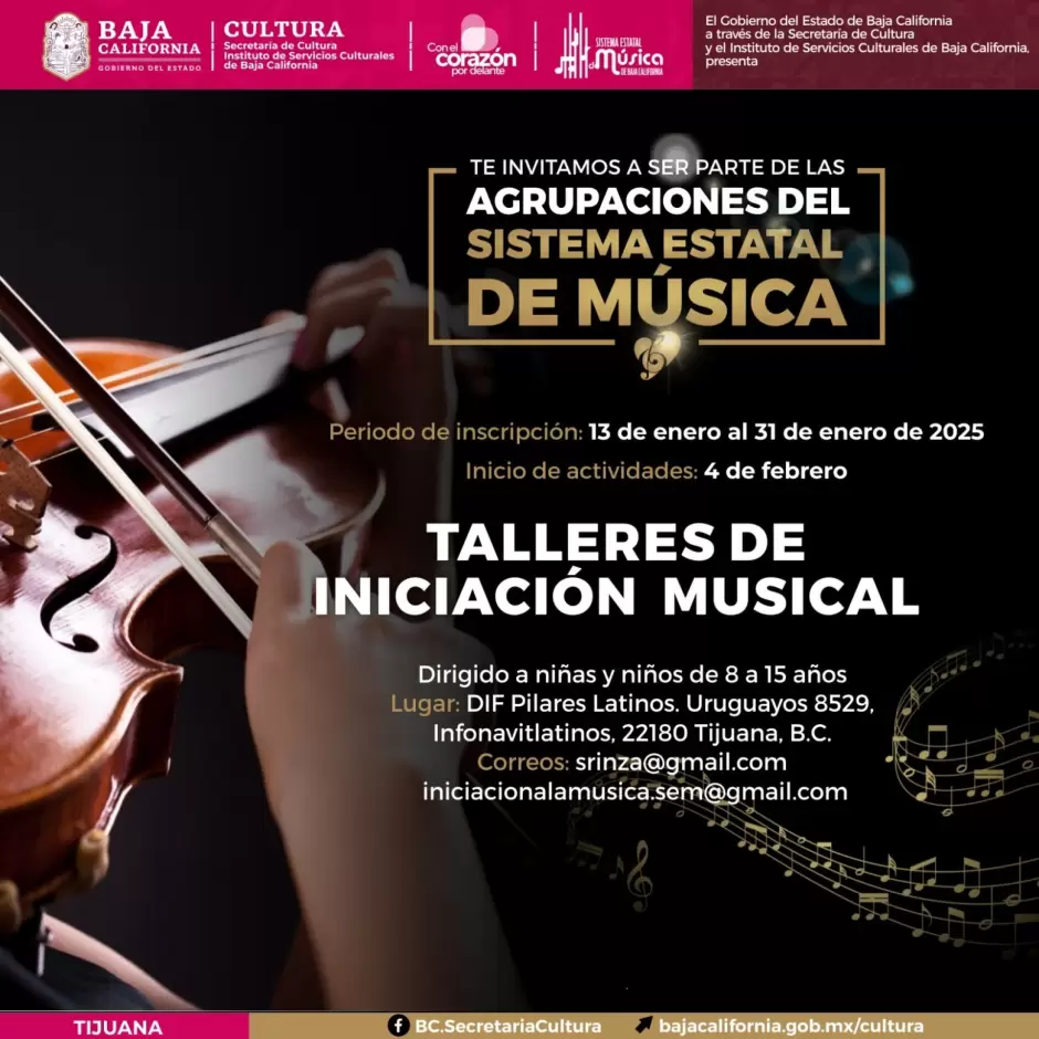 Inscripciones para talleres de iniciacin musical a poblacin infantil y juvenil en movilidad