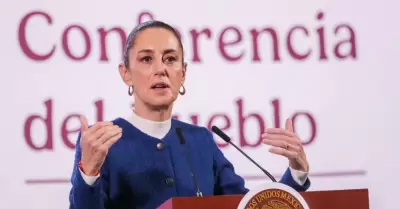 Claudia Sheinbaum durante la conferencia matutina desde Palacio Nacional.