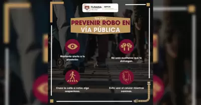 Recomendaciones para prevenir robos en la va pblica