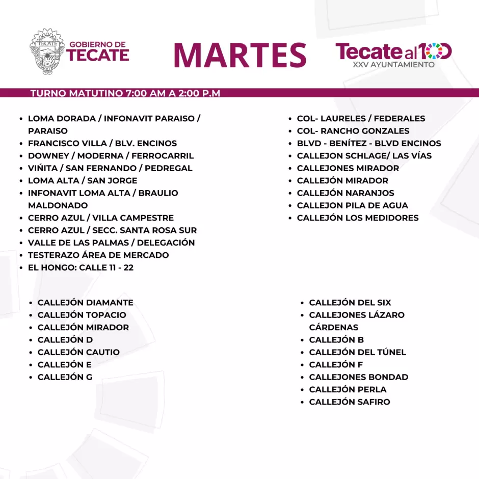 Anuncia Gobierno de Tecate rutas fijas de recoleccin de residuos