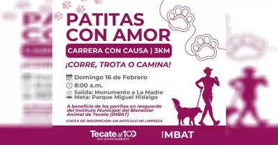 Gobierno de Tecate invita a la carrera con causa "Patitas con Amor"