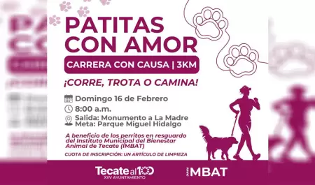 Gobierno de Tecate invita a la carrera con causa "Patitas con Amor"