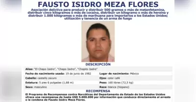 FBI ofrece recompensa por Fausto Isidro Meza Flores, "El Chapo Isidro"