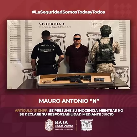 Aseguran fusil de asalto a presunto delincuente en Tijuana