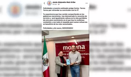 Respalda Ruiz Uribe afiliacin de Carlos Torres Torres a Morena