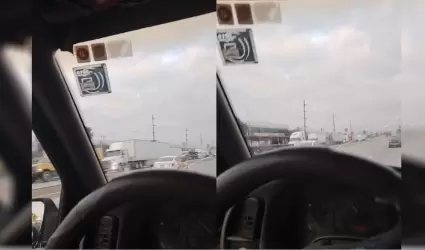 Largas filas de transporte de carga en la garita comercial de Otay