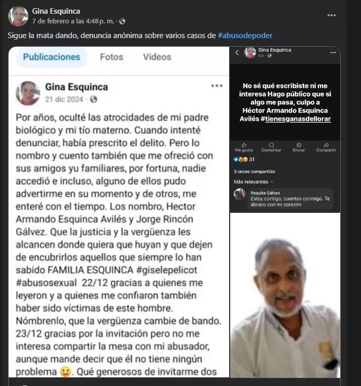 Una de las publicaciones de Gina Esquinca