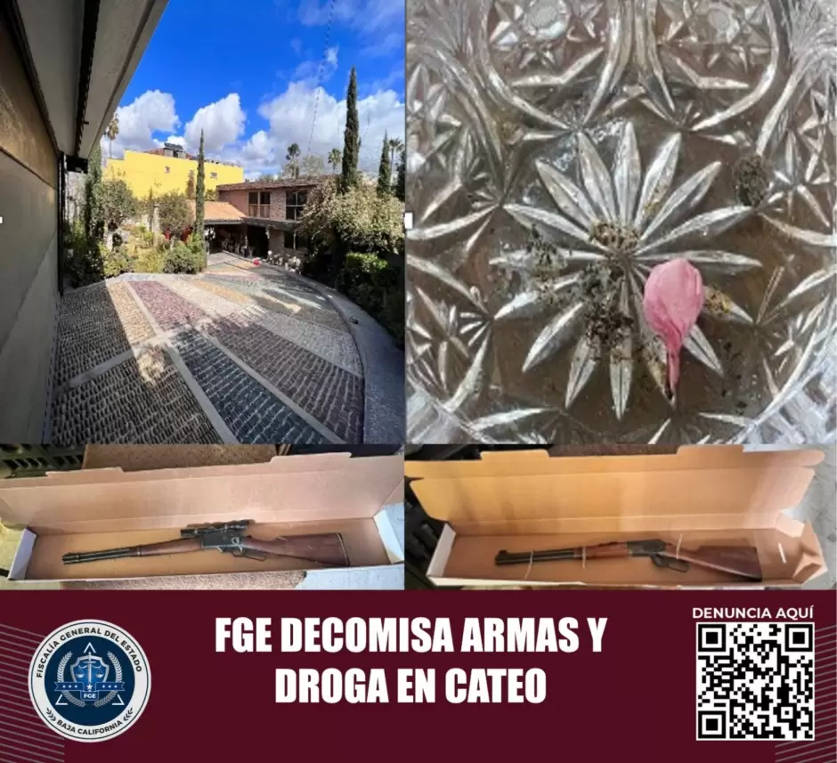 FGE decomisa armas y droga en cateo