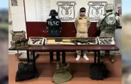 Fuerza estatal y defensa detienen a hombre con armas y equipo tctica en zona del Valle Mexicali