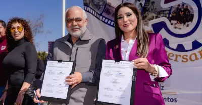 Encabeza alcaldesa Claudia Agatn firma de convenio con CBTIS 41